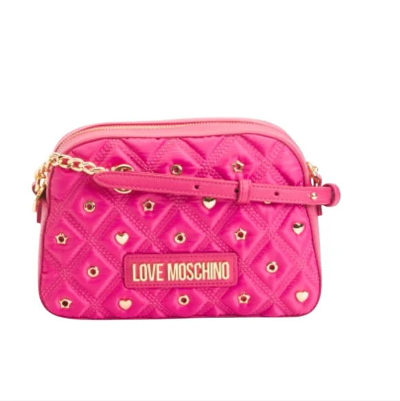 Love Moschino Fuchsia Nylon Quilted Camera Crossbody Bag
